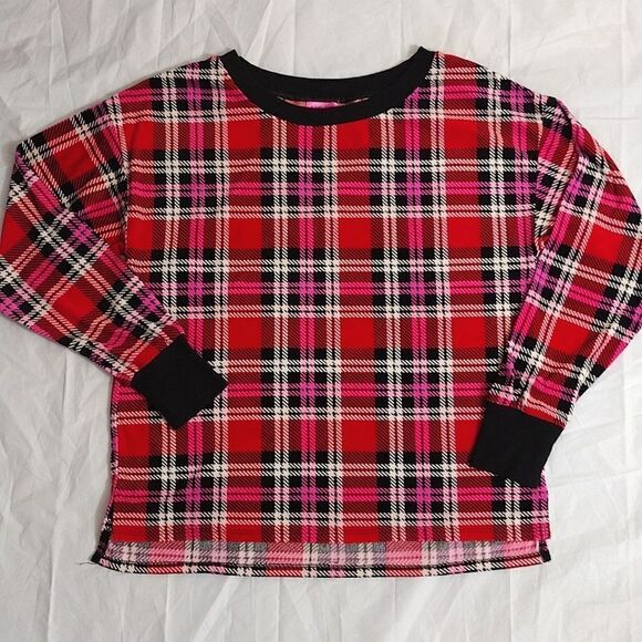 Betsey Johnson Y2K Pink Red Plaid Long Sleeve Pajama Pants Set Medium - Picture 3 of 16